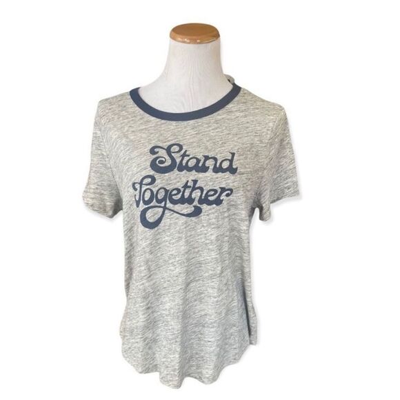 NWT Womens Old Navy Stand Together Ringer Heathered Graphic Tee Shirt - Sz L - Picture 2 of 3
